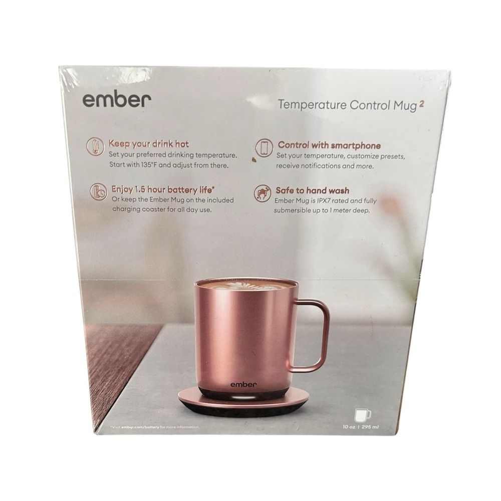 new ember temperature control smart mug 10oz app controlled heated rose gold mug - Picture 9 of 11